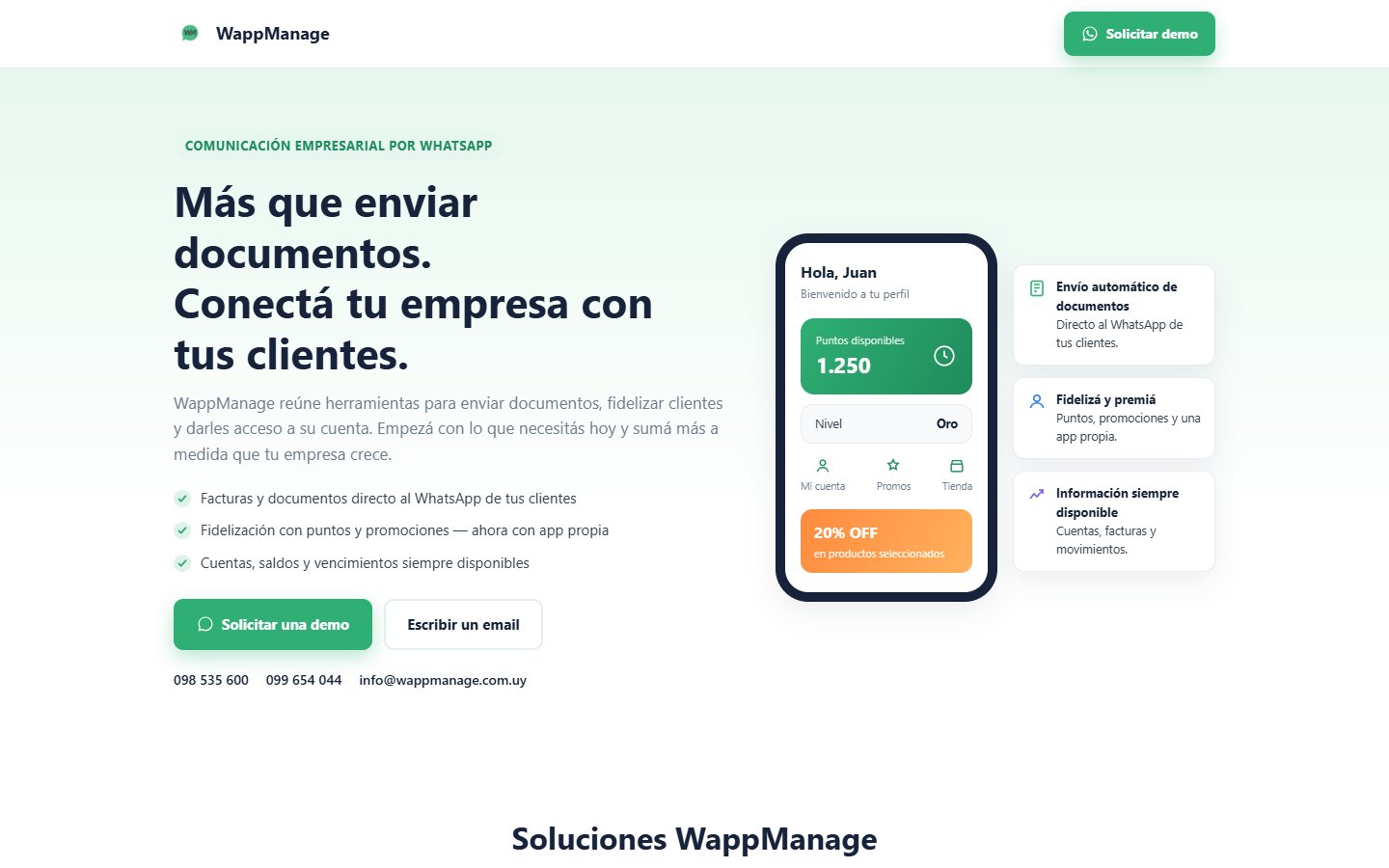 WappManage: software para automatizar el envío de facturas y documentos por WhatsApp, desarrollado por WebYa.uy